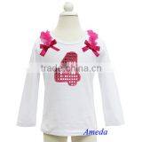 Girls Bling Hot Pink 4th Birthday White Long Sleeves Tee 1-7Y thumbnail-1