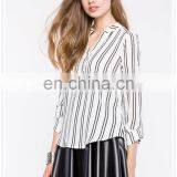 Latest Fashion Ladies Vertical Stripe Office Blouse Designs Low Price thumbnail-5
