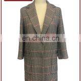 Chinese Manufacturer Women Houndstooth Casual Wool Coat