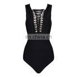 Amigo New Fashion Beach Bikini Sexy Black Lace Up One Piece Women Swimwear 2016 thumbnail-5