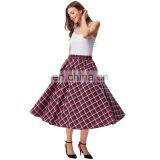 Kate Kasin Women's Vintage Fashion Grid Pattern Plaid A-Line Skirt KK000495-1 thumbnail-6