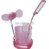 Mini Fan With Heart Shape Pen Holder and Book Light