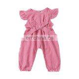 2019 Newborn Toddler Outfits Flying Sleeve Bow Plaid Romper Summer Girls Romper thumbnail-1