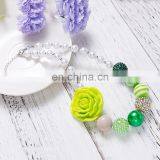Girl Green Handmade Necklace With Resin Flower Children Chunky Bubblegum Beads Necklace thumbnail-3