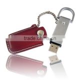 Hot selling leather USB with free keyring in different colors 2gb white leather usb