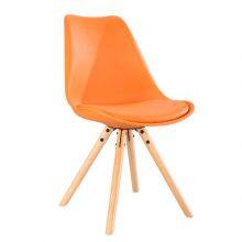 Modern Dining Room Chair Leather Cushion PP Plastic PU Dining Chair With Wood Leg for Sale thumbnail-3