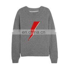 Женский свитер из серого Cashmere, выполненный методом интарсии с индивидуальным дизайном thumbnail-5