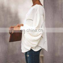 Оптовая продажа индивидуально изготовленных женских свитеров. Простой стиль и комфорт. Просторные, однотонные, крупного размера, с вырезным узором, модные thumbnail-4