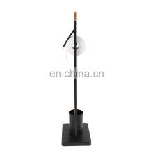 Bamboo Standing Black Bathroom Toilet Brush Holder thumbnail-4