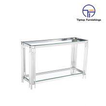 Transparent Glass Metal Leg Stainless Steel Gold Console Table thumbnail-2