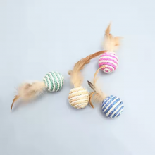 Meow Love Rarewe Pet Accessories Cat Chew Toys Sisal Feather Ball Factory Cheap Price Cat Scratching Balls Interactive Cat Toys thumbnail-3