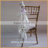 C147B Fancy White Wedding Organza Chair Sash Brooch thumbnail-2