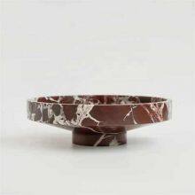 Carved Modern Red Marble Centerpiece Tray Rosso Levanto Marble Tray thumbnail-1