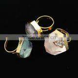 RG1089 Faceted Gemstone Ring,Crystal Quartz Gold Stacking Ring thumbnail-1