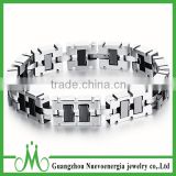 Mens Heavy Metal Stainless Steel Bracelet Link Chain Wide Wrist Clasp Bangle Black Silver