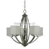 New Product 5 Light Chandelier (Lustre/La Arana)in Chrome Finish With Five White Glass Shades thumbnail-1