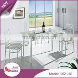 Foshan Furniture Rectangular Mdf Green Pvc Dining Table Pictures of Dining Table Chair thumbnail-1