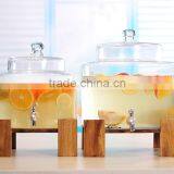 Glass Beverage Dispenser Set of 2 With Spigot and Wooden Stand thumbnail-1