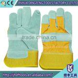 Cow Split Leather Work Gloves, Patched Palm, Purple Stripe Back, Plastic Cuff Cow Split Leather Work Gloves thumbnail-1