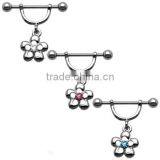 Flower Dangle Nipple Ring Nipple Piercing Jewelry thumbnail-1