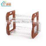 Knocked Down Double Plastic Tray New Design High Quality Wooden Dish Rack thumbnail-2