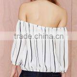 Lancai Garment Product Summer Design Ladies off Shoulder Blouse thumbnail-4