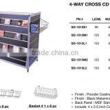 Retail 4 Way MDF Slatwall Horizontal CD Rack With Wire Basket thumbnail-2
