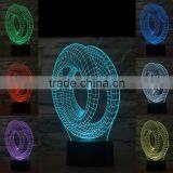 3D Optical Night Light Illusion Circle 7 RGB Light Colors 10 LEDs AA Battery or DC 5V Mixed Lot thumbnail-1