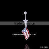 Flag Of USA Puerto Rico Etc Epoxy Dangle Flat Navel Belly Rings Navel Jewelry thumbnail-2