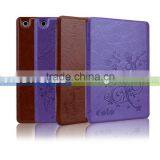 Embossed Flower Leather Folio Stand Case Cover With Automatic Sleep/Wake Feature For New Apple IPad Mini