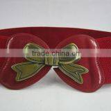Red Ployester Elastic Belt Snap Buckle Strech Belt for Dress thumbnail-1