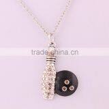 Antique Silver Plated Fashion Bowling Pin and Ball Crystal Pendant Necklace thumbnail-5