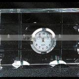 2016 Crystal Glass Block Shape Crystal Clock
