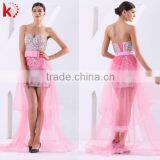 Heavy Handmade Off Shoulder Detachable Deep V-neck Beaded Real Short Front Long Train Prom Dresses thumbnail-1