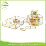 Diamond Jewelry Container Holder >> Vintage Brass & Glass Curio Display Trinket Case Engraved Flowers Tabletop Decor Music Box thumbnail-2