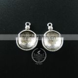 14mm setting size vintage alloy antiqued silver round bezel DIY pendant charm bezels tray 1411126