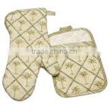 On Sales 2pcs Kitchen Set With Silk Screen Printing Cotton Pot Holder and Oven Mitt