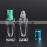 Wholesale 6ml Empty Rectangle Shaped Clear Glass Roll on Bottle With Aluminum Cap for Cosmetic Perfume Essential Oil Packaging thumbnail-4