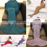 Christmas Gift Wholesale Custom Acrylic Material Kids Children Adults Knitted Crochet Mermaid Tail Blanket thumbnail-1