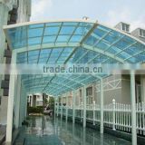 Polycarbonate hollow sheet covering steel structure carport