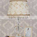 Concise Design Clear K9 Crystal Table Lamp With White Color Lace Lampshade thumbnail-2