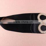 Wholesale Pearl and Rhinestone Inlaid Buckle Sex Women Lady Wide PU Waist Belt thumbnail-5