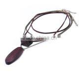 Multi Strand Geometric Wood Bead Pendant Necklace Long Wooden Beads Sweater Necklace Layered Suede Leather Chain Necklace thumbnail-3