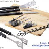 14-Pieces BBQ Tool Set With Pine Wood Cutting Board thumbnail-1