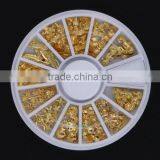 12 Lattice Gold Sea Horse Shell 3D Metal Nail Art Tips Metallic Studs Stickers Decor thumbnail-3