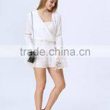 Casual Wrap Crochet Flare Sleeves White Colour Playsuit thumbnail-4
