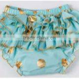 Chinese Product and Low Price Wholesale Gold Polka Dot Ruffle Baby Bloomer for 6months to 4years Baby Kids thumbnail-2
