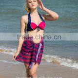 2015 Swimsuit for Women Hot Sexy Bikini Three Piece High Quality Stripes Contrast Color Swimsuit thumbnail-6