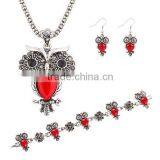 Fashion Women's Turquoise Jewelry Set Owl Pendant Necklace Earrings Bracelets Jewelry Sets For Party Gift thumbnail-1