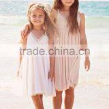 Girls Boutique Clothing Blush Pink Spaghetti Strap Lace Dress Flower Girl Dress thumbnail-1